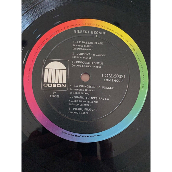 Gilbert Becaud Self Titled LP Odeon Records LOM 10021 VG+ Vinyl Import Mexico - Picture 7 of 7